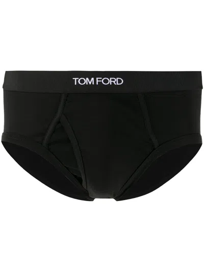 Tom Ford Logo-waistband Briefs In Black