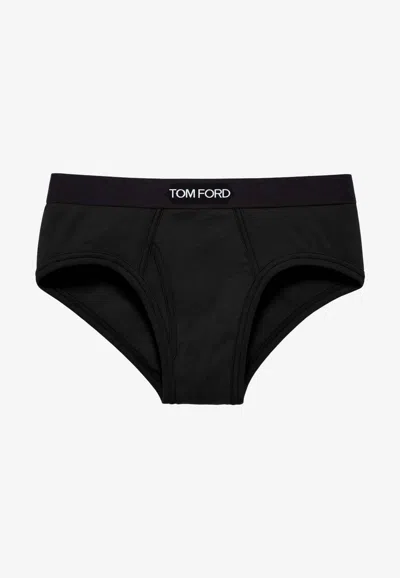 Tom Ford Logo Waistband Briefs In Black