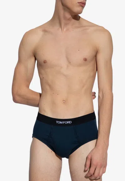 Tom Ford Logo Waistband Briefs In Black