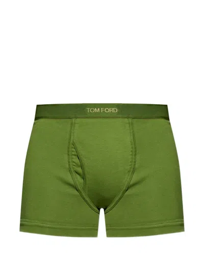 Tom Ford Logo-waistband Briefs In Green