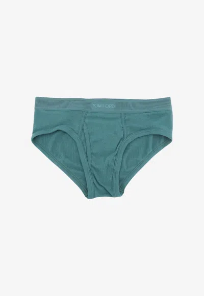 Tom Ford Logo-embellishment Briefs In Green