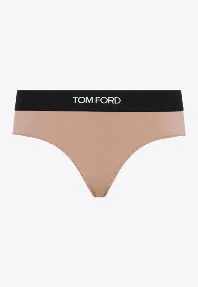 Tom Ford Logo Waistband Briefs In Pink