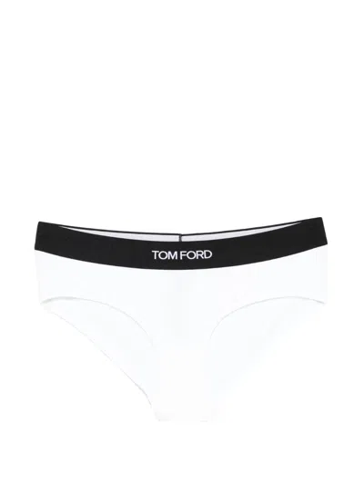 Tom Ford Logo-waistband Briefs In White