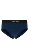 Tom Ford Stretch Cotton Slip With Elastic Waistband In Blue