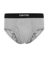 Tom Ford Stretch-cotton And Modal-blend Briefs In Gray