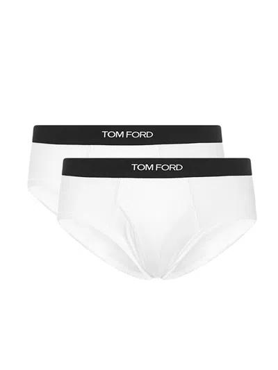 Tom Ford Logo-waistband Cotton Briefs Two Pack Clothing In White