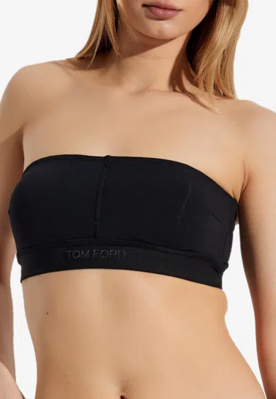 Tom Ford Logo Waistband Cropped Top In Black