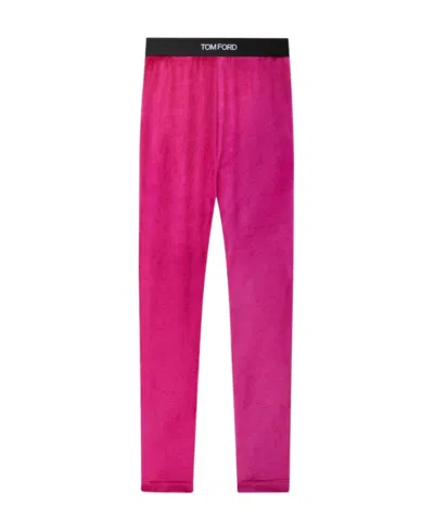 Tom Ford Logo-waistband High-waisted Leggings In Pink