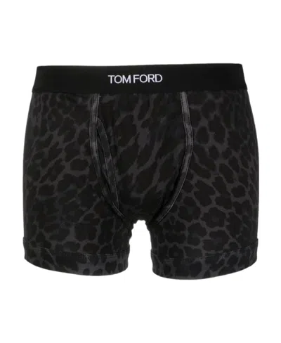 TOM FORD LOGO-WAISTBAND LEOPARD-PRINT BOXERS