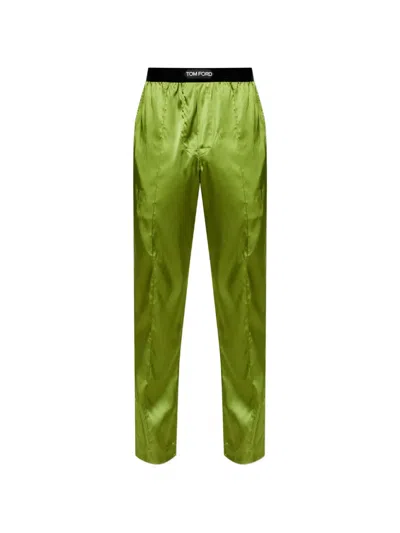Tom Ford Logo-waistband Pyjama Bottoms In Green