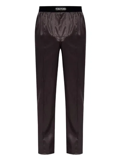 Tom Ford Logo-waistband Pyjama Pants In Brown