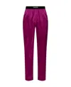 Tom Ford Logo Waistband Satin Pajama Trousers In Purple