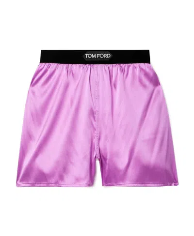 Tom Ford Logo Waistband Shorts In Purple