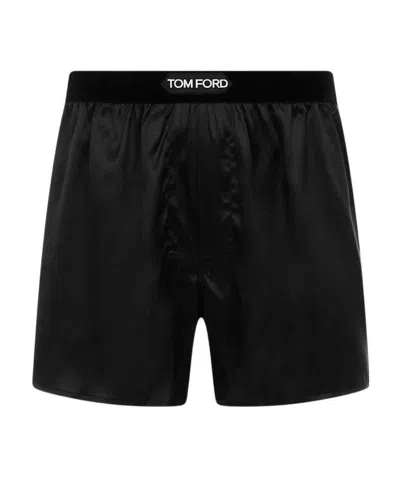 TOM FORD TOM FORD LOGO-WAISTBAND STRETCHED SATIN BOXERS
