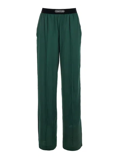 Tom Ford Logo Waistband Straight In Green