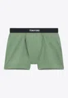 Tom Ford Logo Jacquard Stretch Boxers In Green