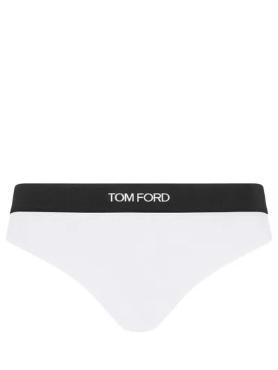 Tom Ford Logo Waistband Stretch Briefs In White