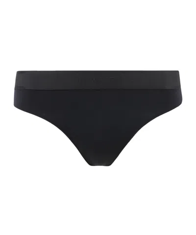 Tom Ford Logo Waistband Thong Briefs In Black