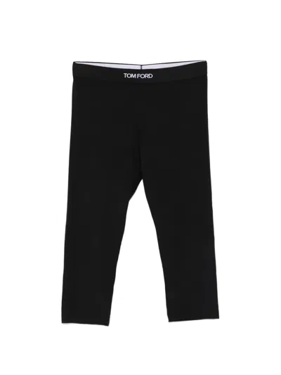 Tom Ford Logo-waistband Trousers In Black