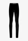 Tom Ford Black Leggings With Branded Band In Velvet Woman In Black