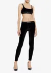 Tom Ford Stretch Lustrous Velour Signature Leggings Trousers Black In Black