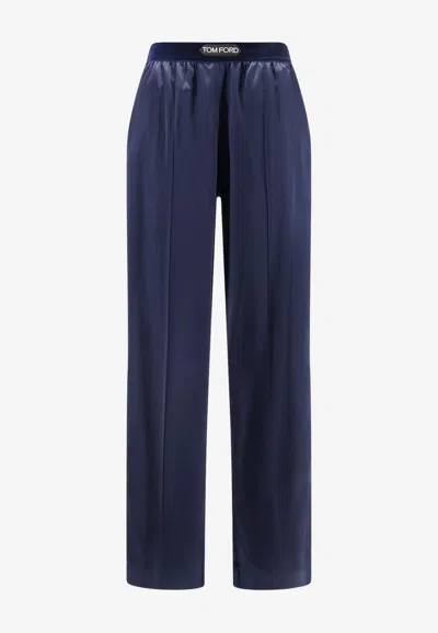 TOM FORD LOGO WAISTBAND WIDE-LEG PANTS