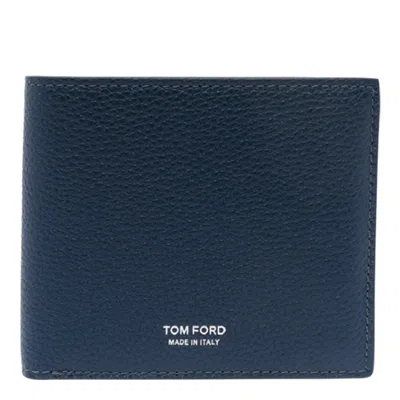 Tom Ford Logo Wallet In Denim Blue