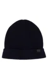 Tom Ford Tf Patch Ribbed Beanie In Midnight Blue