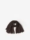Tom Ford Logo Embroidered Fringed Edge Scarf In Black
