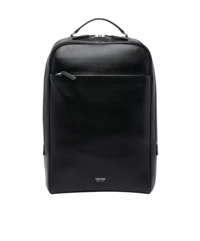 Tom Ford Logo Zipper Backpack In Black