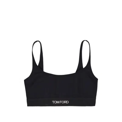Tom Ford Logo-band Bra In Blue