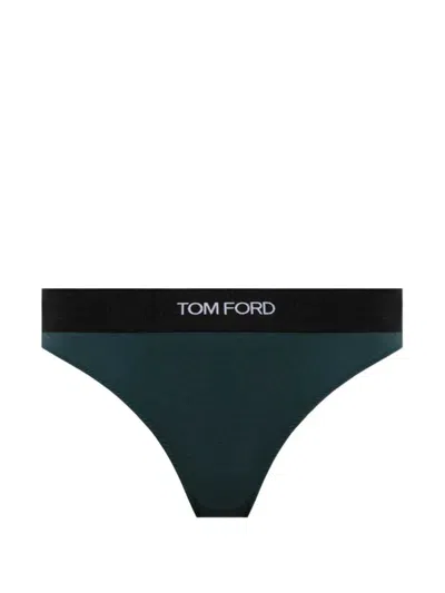 Tom Ford Logo-band Briefs In Green