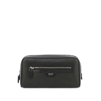 Tom Ford Logo-detail Zip-fastening Wash Bag In Black