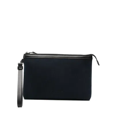 Tom Ford Logo-embossed Wrist-strap Clutch Bag In Blue