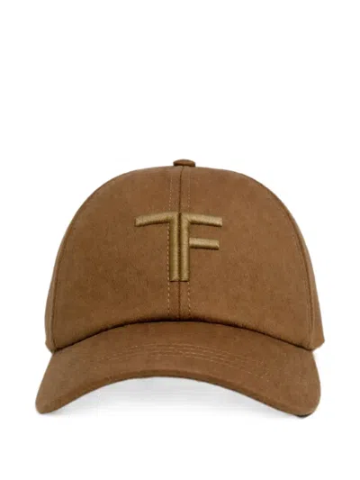 Tom Ford Logo-embroidered Panelled Baseball Cap In Brown