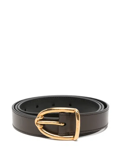 Tom Ford Logo-engraved Buckle Belt In Brown