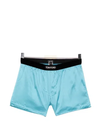 Tom Ford Logo-patch Boxer Shorts In Blue