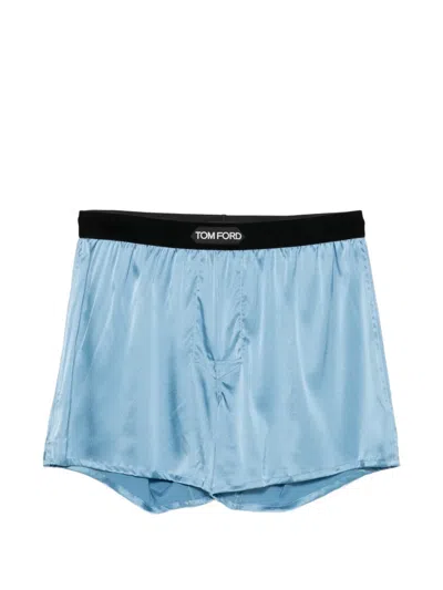 Tom Ford Logo-patch Boxer Shorts In Blue