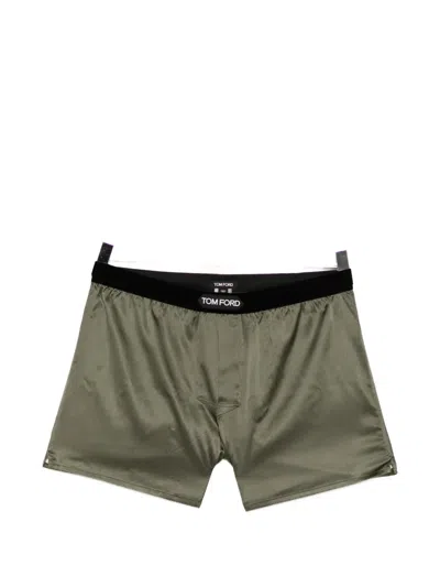 Tom Ford Logo-patch Boxer Shorts In Green