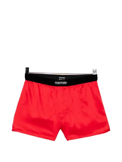 Tom Ford Logo-patch Boxer Shorts In Red