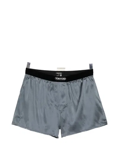 Tom Ford Logo-patched Boxer In Blue