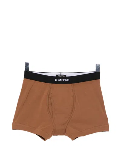 Tom Ford Logo-patched Boxer Briefs In Brown