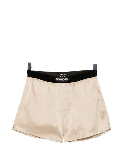 Tom Ford Logo-patched Boxer In Neutral