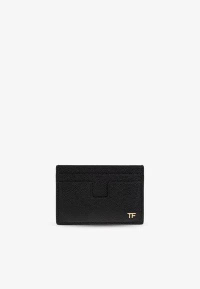 Tom Ford Logo-plaque Leather Cardholder In Black