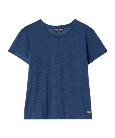 Tom Ford Cotton-blend T-shirt In Blue
