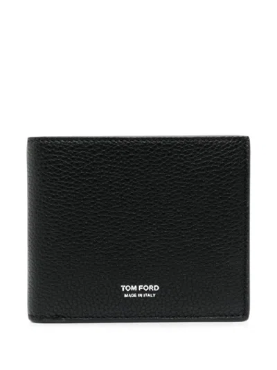 Tom Ford Logo-print Bi-fold Wallet In Black