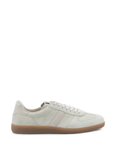 Tom Ford Suede Bovine Leather Low Top Sneakers With Rear Logo In White