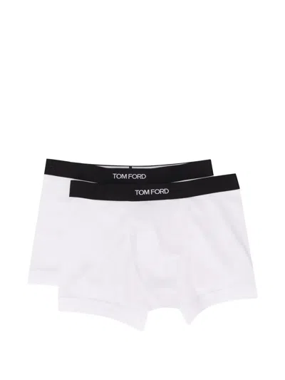 Tom Ford Logo-waistband Boxer Briefs (set Of Two) In White