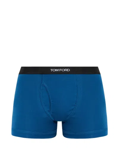 Tom Ford Logo-waistband Boxers In Blue