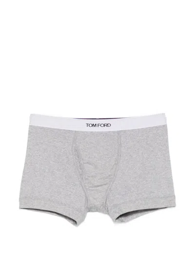 Tom Ford Logo-waistband Boxers In Gray